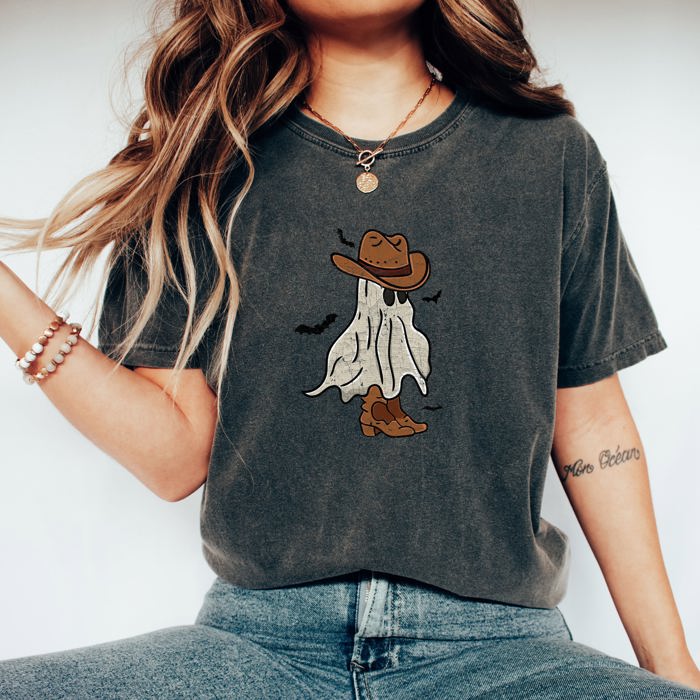 Mini Cowboy Ghost Retro Vintage Western Whimsical Nostalgic Americana Character Comfort Colors Tee