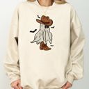 XXL Sand Mini Cowboy Ghost Hand-Drawn Western Fantasy Graphic Vintage Illustration Sweatshirt