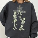 XXXL Dark Gray Heather I Got Your Back Skeleton Retro Aesthetic Vintage Skull Graphic Premium Cozy Sweatshirt