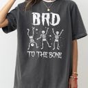 Medium Pepper Dark Gray Bad To The Bone Skeleton Witch Halloween Spooky Vintage Gothic Motifs And Timeless Charm Comfort Colors Tee