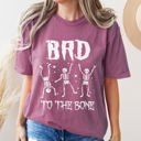 Medium Berry Red Bad To The Bone Funny Skeleton Retro Vintage Classic Rockabilly Design Elements Comfort Colors Tee