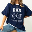 XL Navy Bad To The Bone Funny Skeleton Retro Vintage Classic Rockabilly Design Elements Comfort Colors Tee