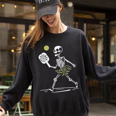 Pickleball Skeleton Witch Meme Halloween Spooky Costume Exclusive Limited Edition Sweatshirt