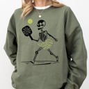 Medium Military Green Pickleball Skeleton Witch Meme Halloween Spooky Costume Exclusive Limited Edition Sweatshirt