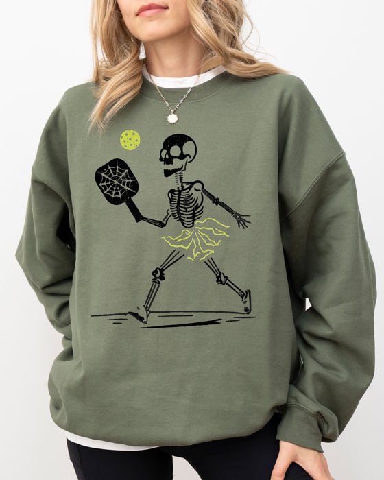 Pickleball Skeleton Witch Meme Halloween Spooky Costume Exclusive Limited Edition Sweatshirt