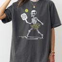 Large Pepper Dark Gray Pickleball Skeleton Halloween Witch Graphic Meme Limited Edition Comfort Colors Tee