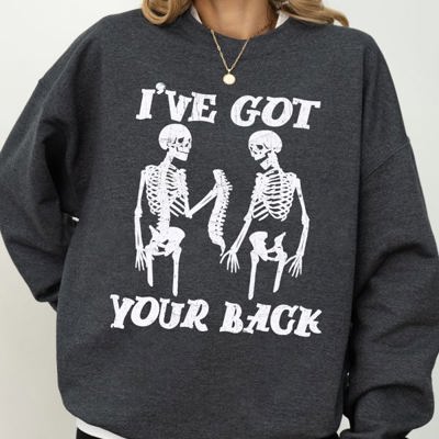 I've Got Your Back Funny Skeleton Retro Aesthetic Vintage Cozy Graphic Sweatshirt