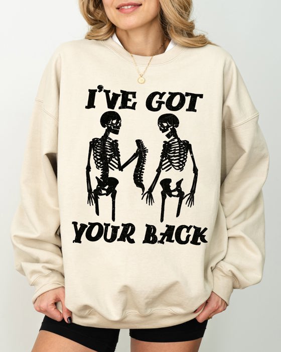 I've Got Your Back Funny Skeleton Retro Aesthetic Vintage Cozy Graphic Sweatshirt