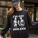 XXL Black I've Got Your Back Funny Skeleton Retro Aesthetic Vintage Cozy Graphic Sweatshirt