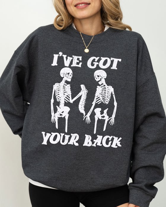 I've Got Your Back Funny Skeleton Retro Aesthetic Vintage Cozy Graphic Sweatshirt