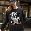  Coffee Lover Skeleton Witch Aesthetic Meme Halloween Spooky Costume Deluxe Sweatshirt