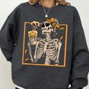  Coffee Lover Skeleton Lady Mom Retro Vintage Gothic Grunge Moody Nighttime Coffee Art Chic Edgy Sweatshirt