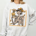 Large Ash Light Gray Coffee Lover Skeleton Lady Mom Retro Vintage Gothic Grunge Moody Nighttime Coffee Art Chic Edgy Sweatshirt