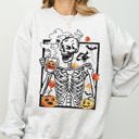 Small Ash Light Gray Skeleton Coffee Pumpkin Witch Meme Aesthetic Halloween Spooky Costume Classic Sweatshirt