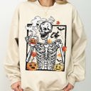 Large Sand Skeleton Coffee Pumpkin Witch Meme Aesthetic Halloween Spooky Costume Classic Sweatshirt