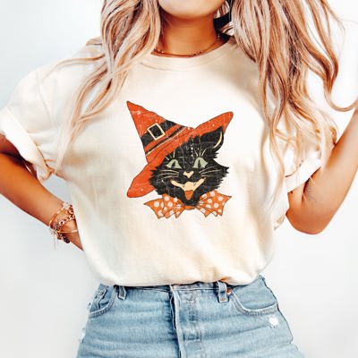 Vintage Cat Retro Aesthetic Vintage Style Classic Cat Graphic Comfort Colors Tee