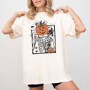 Large Ivory Cream Pumpkin Head Skeleton Coffee Witch Aesthetic Meme Halloween Spooky Comfort Colors Tee