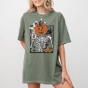 XXL Moss Dark Green Pumpkin Head Skeleton Coffee Witch Aesthetic Meme Halloween Spooky Comfort Colors Tee