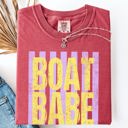 Large Crimson Red Boat Babe Beach Ready Vacation Sunshine Summer Fun Edition Coastal Living Comfort Colors Tee
