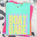 Small Island Reef Green Boat Babe Beach Ready Vacation Sunshine Summer Fun Edition Coastal Living Comfort Colors Tee