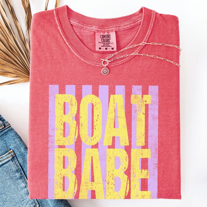 Boat Babe Beach Ready Vacation Sunshine Summer Fun Edition Coastal Living Comfort Colors Tee