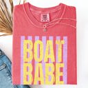 Large Watermelon Pink Boat Babe Beach Ready Vacation Sunshine Summer Fun Edition Coastal Living Comfort Colors Tee