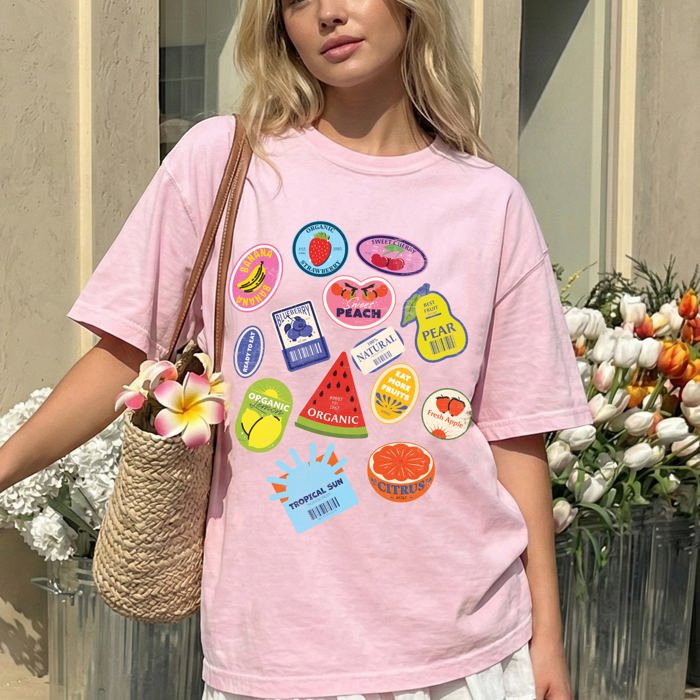 Cute Fruit Labels Rio Colorful Beach Ready Vacation Sunshine Summer Fun Comfort Colors Tee
