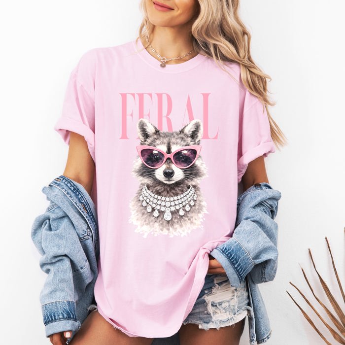 Feral Raccoon Fashion Forward Coastal Vibe With Playful Style And Sunset Seaside Adventure Comfort Colors Tee