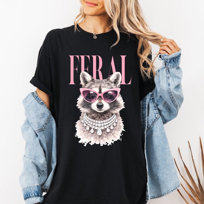 Feral Raccoon Fashion Forward Coastal Vibe With Playful Style And Sunset Seaside Adventure Comfort Colors Tee