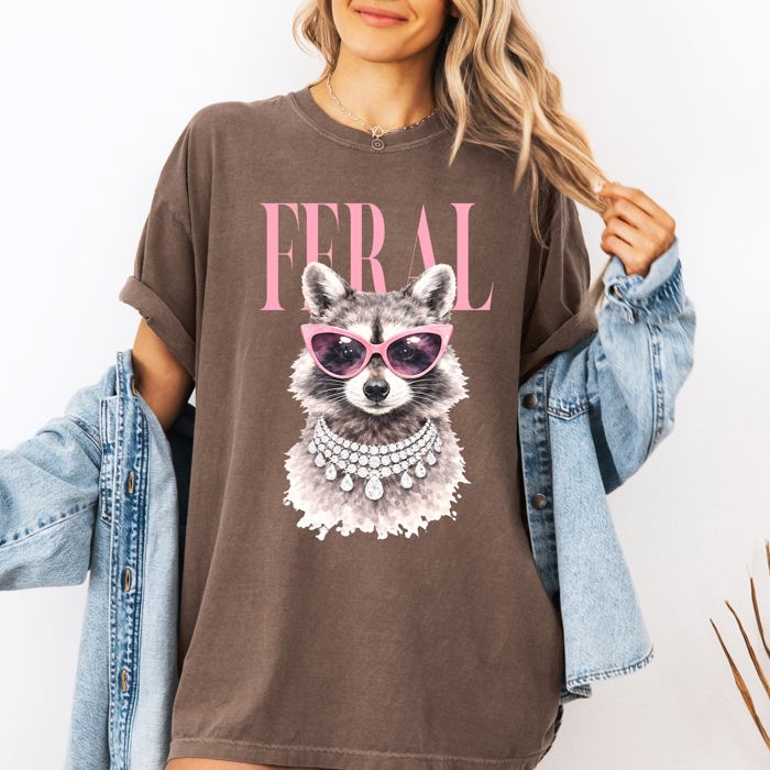 Feral Raccoon Fashion Forward Coastal Vibe With Playful Style And Sunset Seaside Adventure Comfort Colors Tee