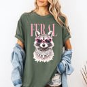 Large Moss Dark Green Feral Raccoon Fashion Forward Coastal Vibe With Playful Style And Sunset Seaside Adventure Comfort Colors Tee