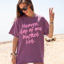 Small Berry Red Heaven Top Of My Bucket List Gospel Faith Religious Christ Christian Comfort Colors Tee