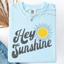 XXL Chambray Baby Blue Hey Sunshine Positivity Beach Ready Vacation Summer Fun Faith Hope Joy Comfort Colors Tee