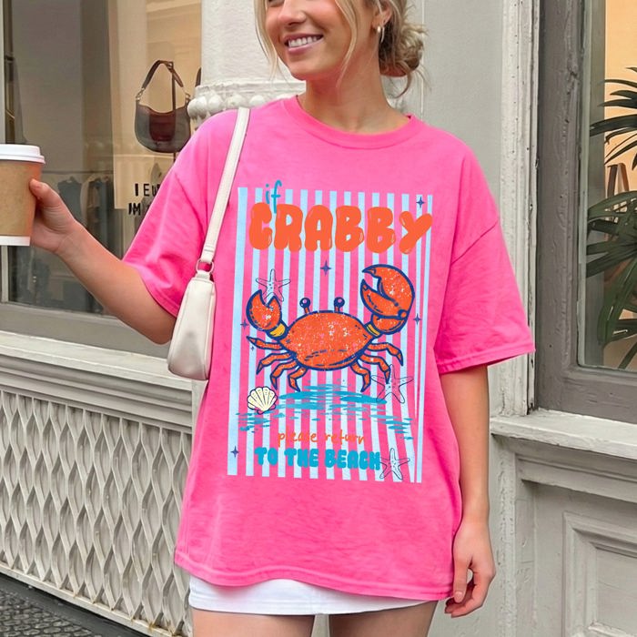 If Crabby Return To Beach, Blue Strips, Beach Ready, Vacation, Sunshine, Summer Fun Comfort Colors Tee