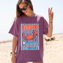 Medium Berry Red If Crabby Return To Beach, Blue Strips, Beach Ready, Vacation, Sunshine, Summer Fun Comfort Colors Tee