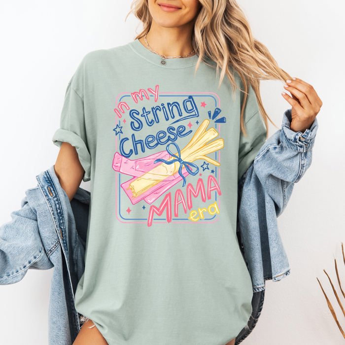 In My String Cheese Mama Era Faith-Filled Mom Life Edition Deluxe Comfort Colors Tee