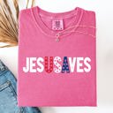  Jesus Saves USA Patriotic Independence Day America Gospel Message Comfort Colors Tee
