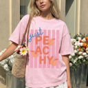 Small Blossom Light Pink Just Peachy Rio Fruit Pastels Summer Vibes Playful Fashion Forward Comfort Colors Tee