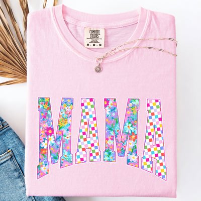 Mama Colorful Floral Patterns Bright Summer Beach Vacation Mood Floral Design Comfort Colors Tee