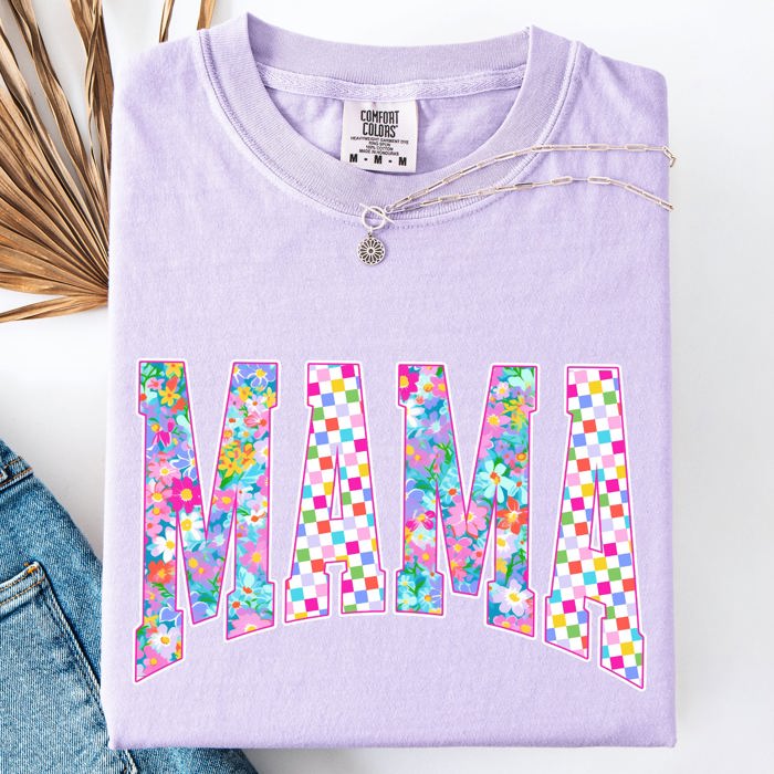 Mama Colorful Floral Patterns Bright Summer Beach Vacation Mood Floral Design Comfort Colors Tee