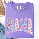 XXL Violet Purple Mama Colorful Floral Patterns Bright Summer Beach Vacation Mood Floral Design Comfort Colors Tee
