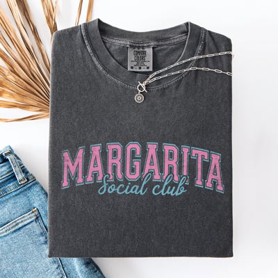 Margarita Social Club Beach Ready Sunshine Summer Fun Floral Motif Comfort Colors Tee