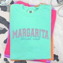 Large Island Reef Green Margarita Social Club Beach Ready Sunshine Summer Fun Floral Motif Comfort Colors Tee