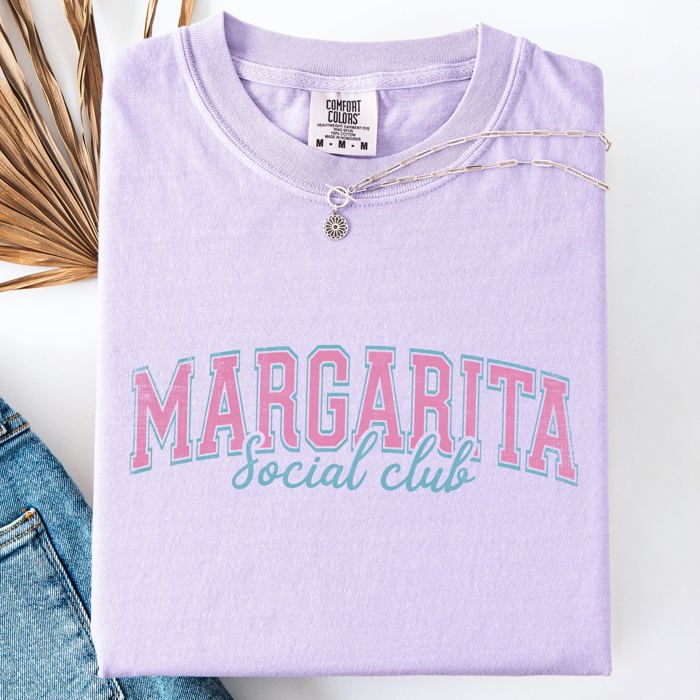 Margarita Social Club Beach Ready Sunshine Summer Fun Floral Motif Comfort Colors Tee