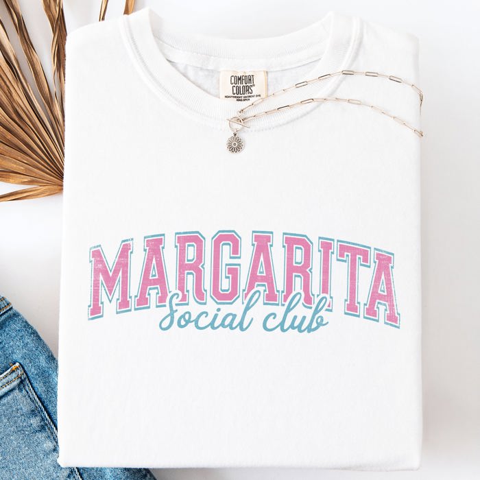 Margarita Social Club Beach Ready Sunshine Summer Fun Floral Motif Comfort Colors Tee