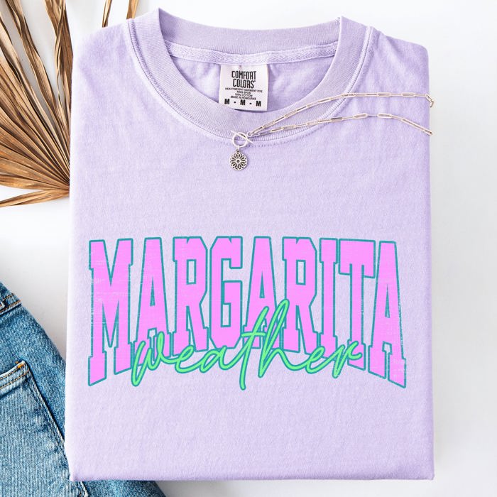 Margarita Weather Beach Ready Vacation Sunshine Summer Fun Floral Pastel Comfort Colors Tee