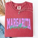 Large Crimson Red Margarita Weather Beach Ready Vacation Sunshine Summer Fun Floral Pastel Comfort Colors Tee