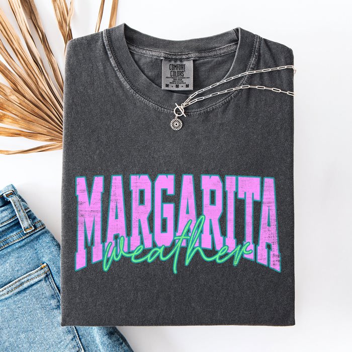 Margarita Weather Beach Ready Vacation Sunshine Summer Fun Floral Pastel Comfort Colors Tee