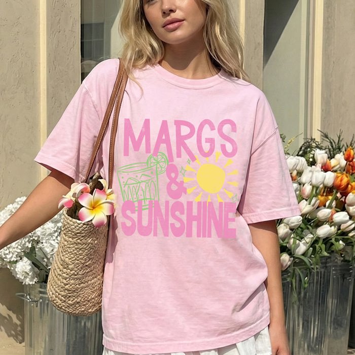 Margs and Sunshine Margaritas Beach Ready Vacation Sunshine Summer Fun Comfort Colors Tee