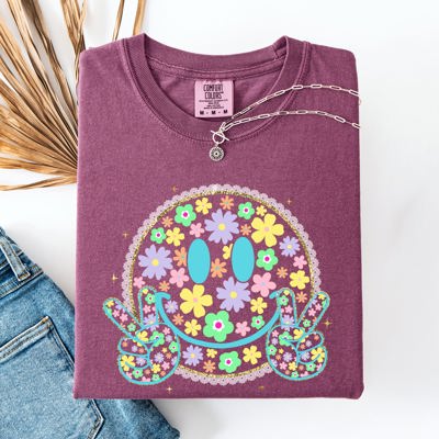 Pastel Retro Smiley Face Beach Ready Vacation Sunshine Summer Fun Comfort Colors Tee